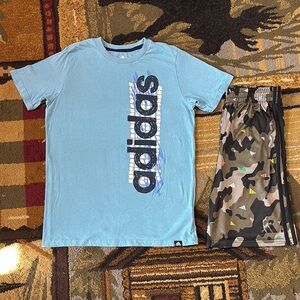 Adidas Blue‎ and Black Matching Set Sporty Style